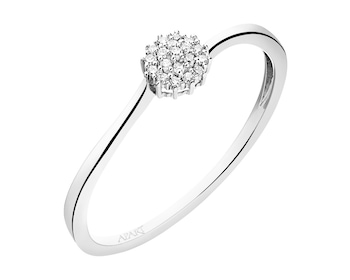 White gold diamond ring 0,04 ct - fineness 9 K
