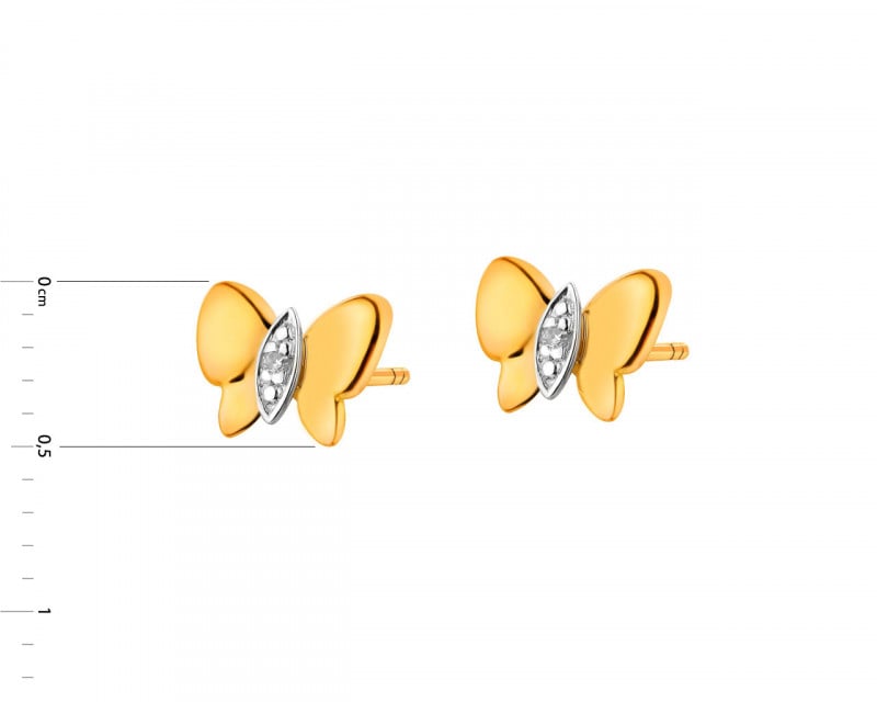 Yellow gold diamond earrings 0,006 ct - fineness 14 K