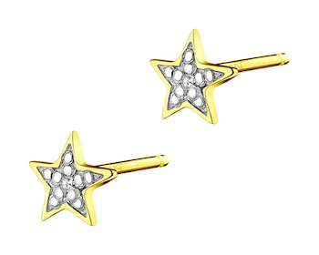 Kolczyki z żółtego złota z diamentami - gwiazdy 0,005 ct - próba 375