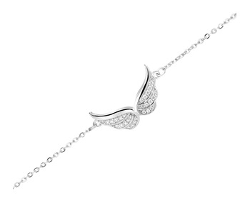 Bransoletka srebrna z cyrkoniami - skrzydła