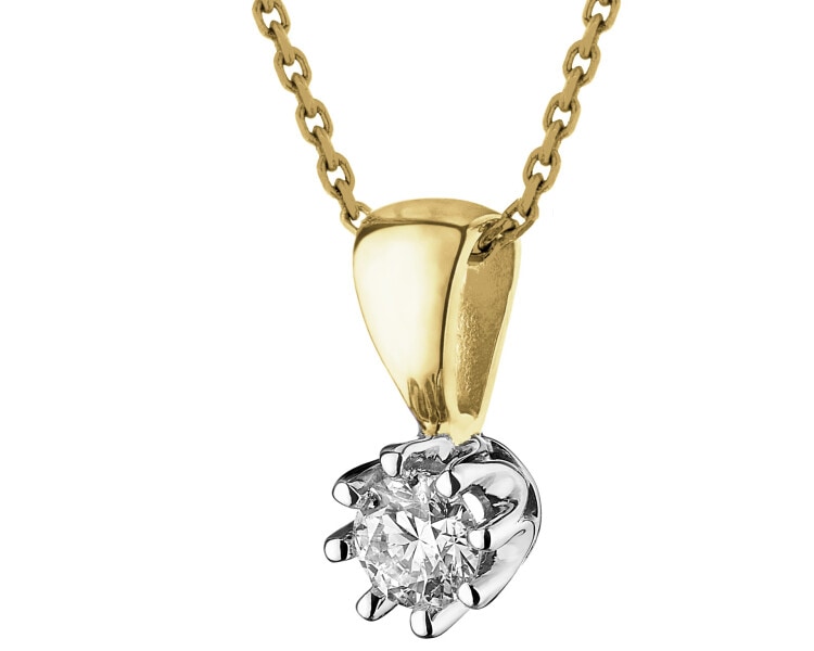 White and yellow gold pendant with brilliant - 0,16 ct - fineness 585