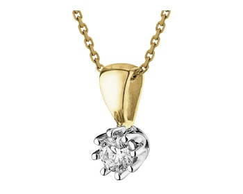 White and yellow gold pendant with brilliant - 0,16 ct - fineness 585