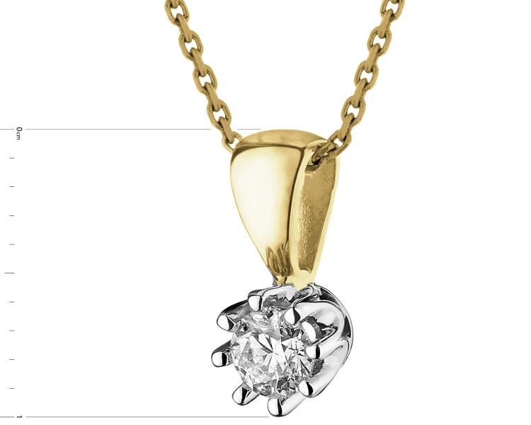 White and yellow gold pendant with brilliant - 0,16 ct - fineness 585