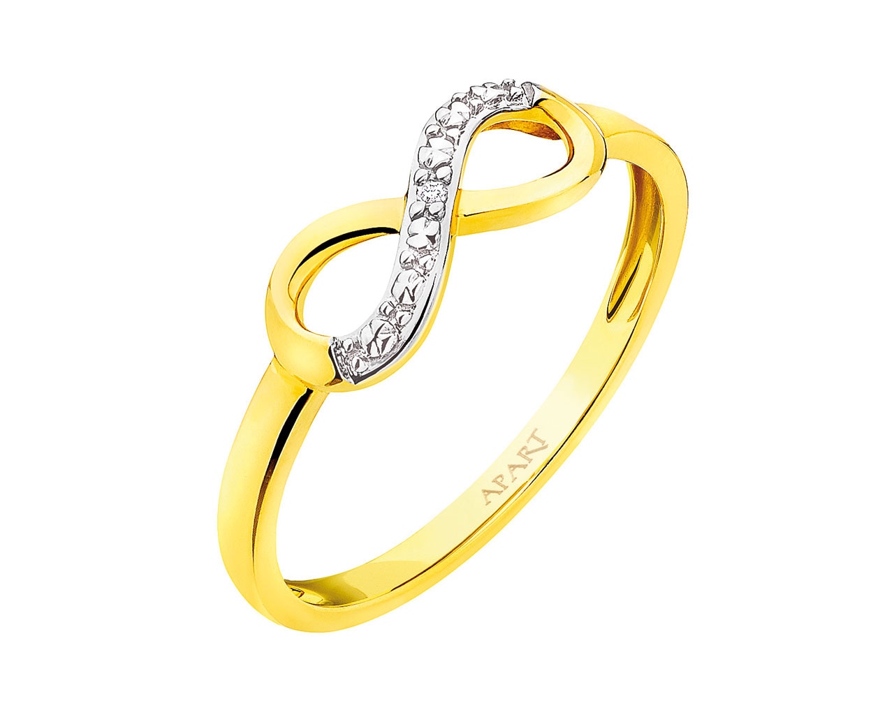 Pierścionek z żółtego złota z diamentem - nieskończoność 0,004 ct - próba 585