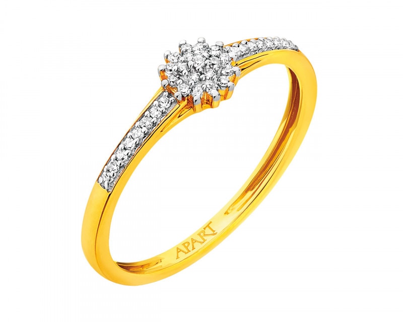 Yellow gold diamond ring 0,10 ct - fineness 14 K