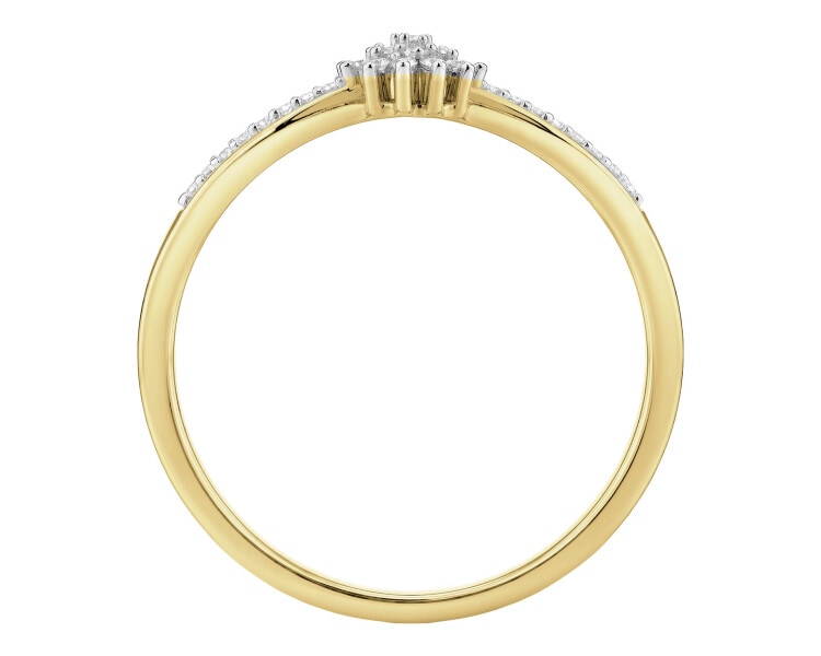 Yellow gold diamond ring - 0,09 ct - fineness 14 K