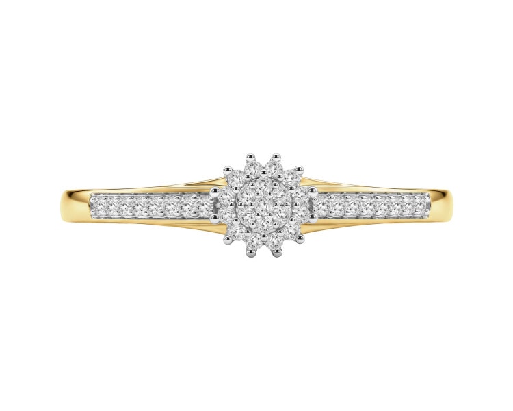 Yellow gold diamond ring - 0,09 ct - fineness 14 K
