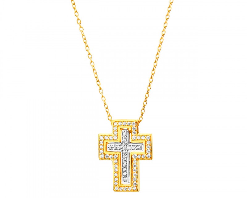 Złoty naszyjnik z cyrkoniami - krzyż