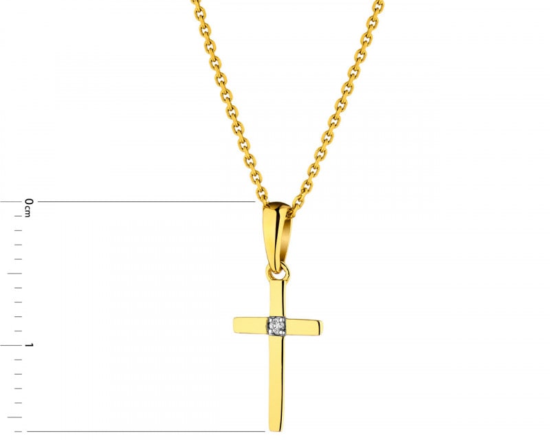 Yellow gold pendant with diamonds 0,006 ct - fineness 14 K