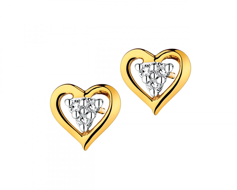 Yellow gold diamond earrings 0,03 ct - fineness 14 K