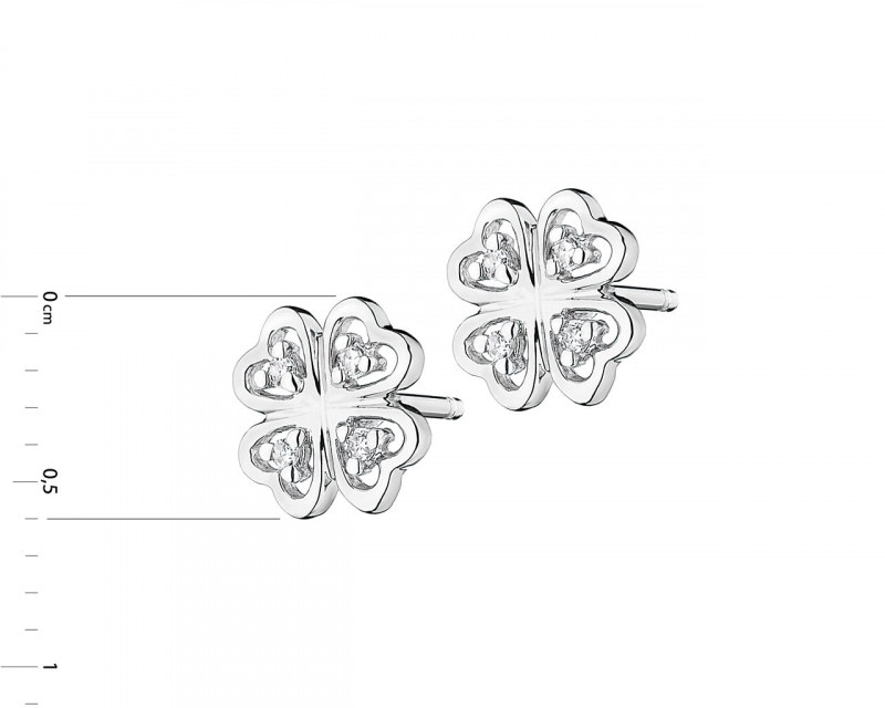 White gold diamond earrings 0,02 ct - fineness 9 K