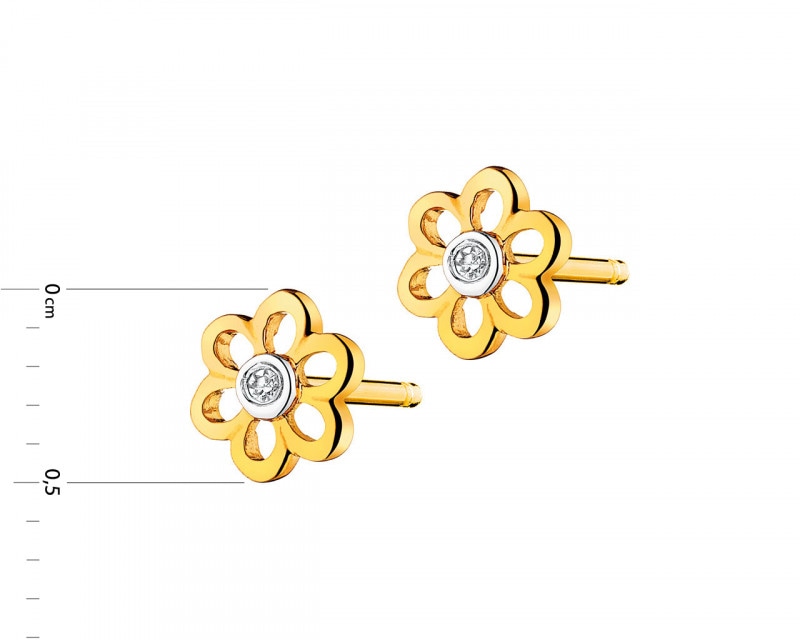 Yellow gold diamond earrings 0,008 ct - fineness 14 K