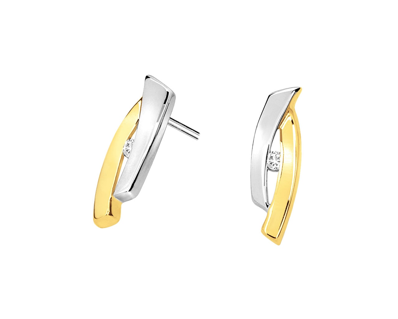 Yellow gold earrings with brilliants 0,02 ct - fineness 14 K