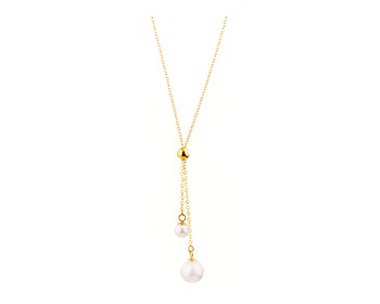 Yellow gold pearl necklace