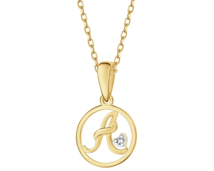 Zawieszka z żółtego złota z diamentem - litera A - 0,003 ct - próba 585