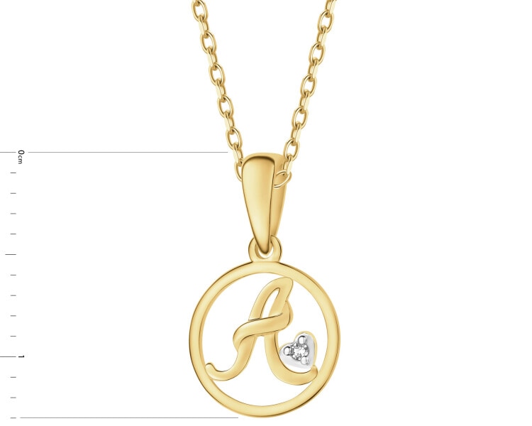 Yellow gold diamond pendant - 0,003 ct - fineness 14 K