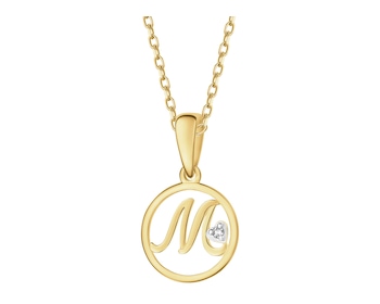 Zlatý přívěsek s diamantem - písmeno M - 0,003 ct - ryzost 585