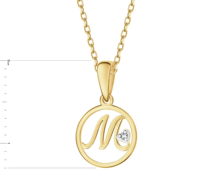 Yellow gold diamond pendant - 0,003 ct - fineness 14 K
