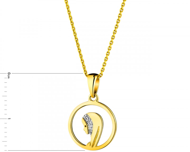 Yellow gold diamond pendant 0,006 ct - fineness 9 K