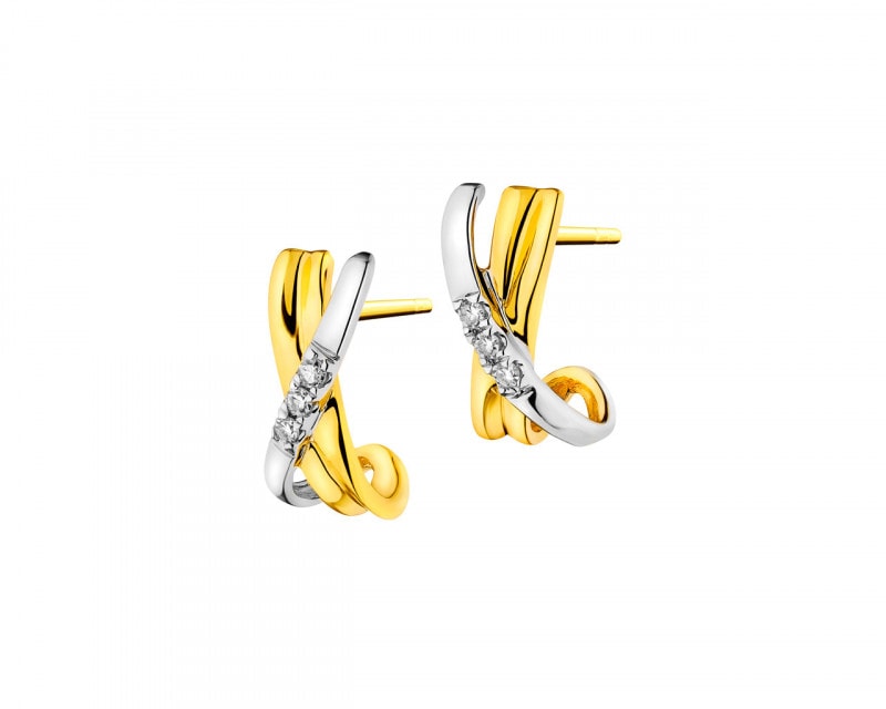 Yellow gold diamond earrings 0,03 ct - fineness 14 K