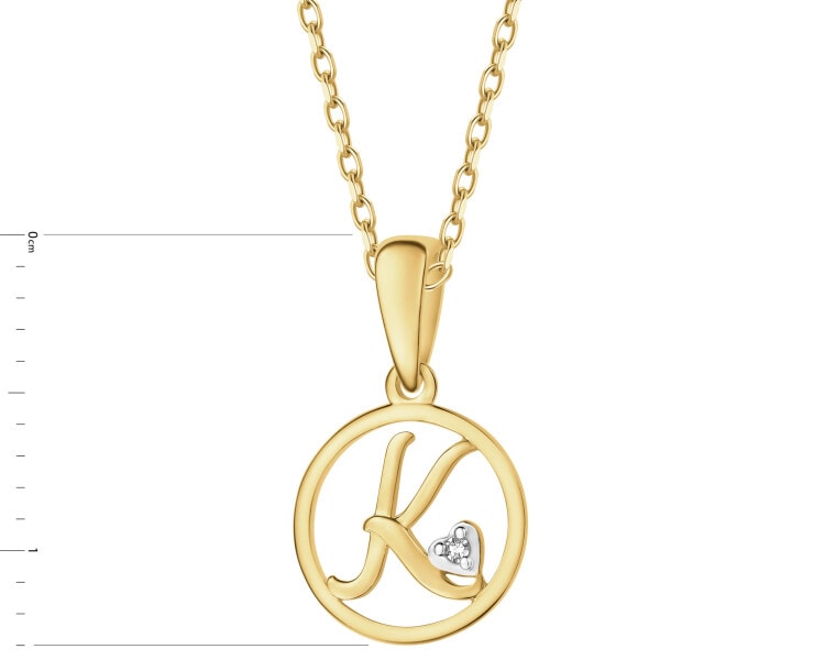 Zlatý přívěsek s diamantem - písmeno K - 0,003 ct - ryzost 585
