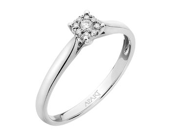 White gold diamond ring 0,07 ct - fineness 9 K