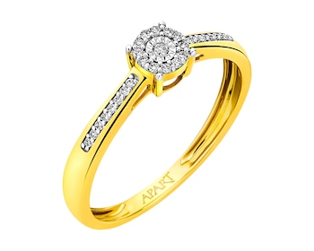 Prsten ze žlutého a bílého zlata s diamanty 0,09 ct - ryzost 585