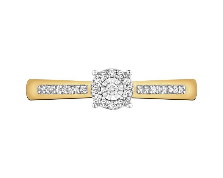 Yellow gold diamond ring - 0,09 ct - fineness 585