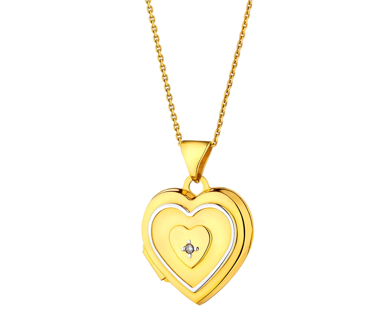 Puzderko z żółtego złota z diamentem - serce 0,004 ct - próba 585