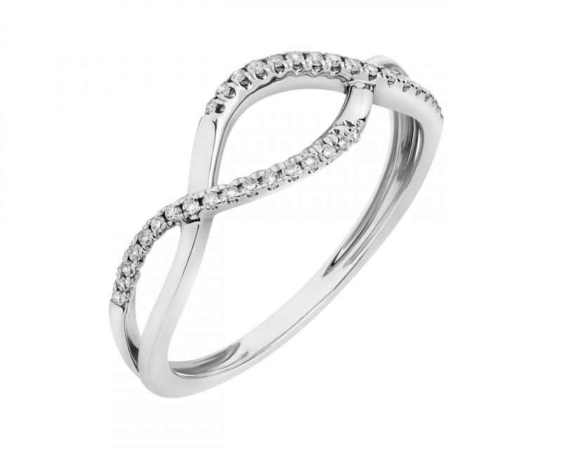 White gold diamond ring 0,08 ct - fineness 9 K