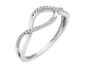 White gold diamond ring 0,08 ct - fineness 9 K