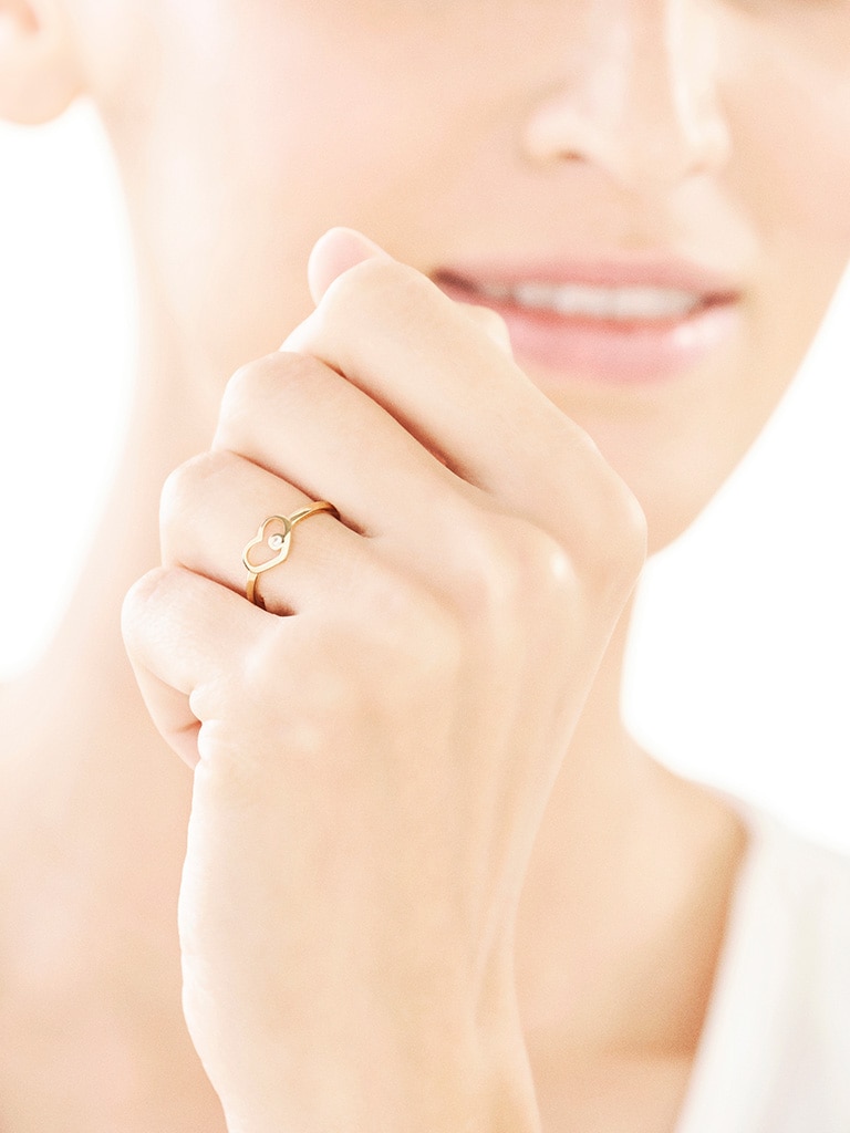 Złoty pierścionek z cyrkonią - serce