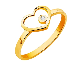 Złoty pierścionek z cyrkonią - serce