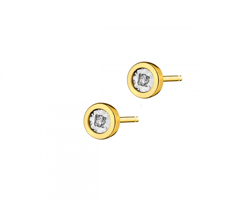 Yellow gold diamond earrings 0,02 ct - fineness 375