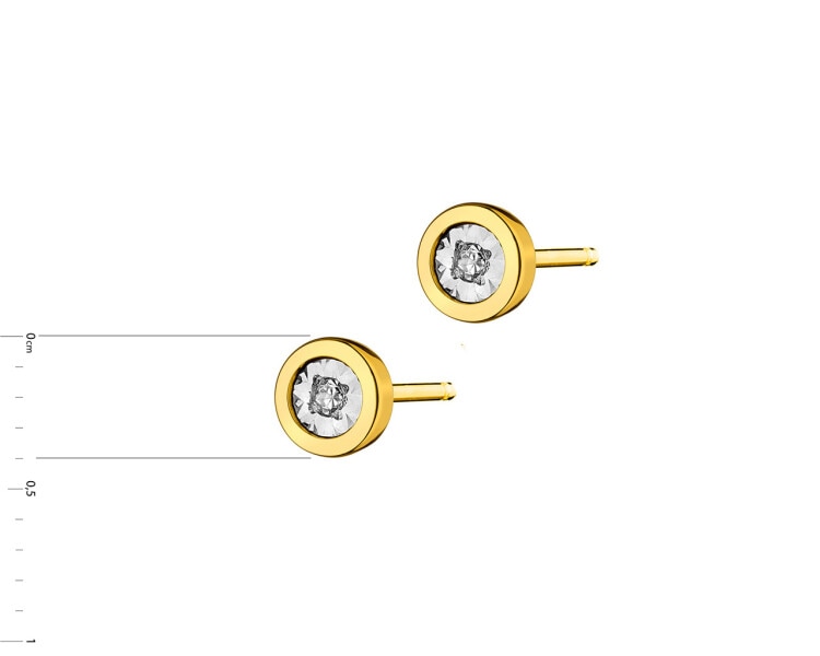 Yellow gold diamond earrings 0,02 ct - fineness 375