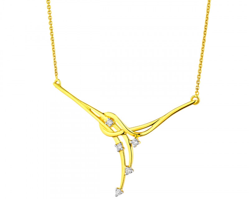 Yellow gold diamond necklace 0,06 ct - fineness 14 K