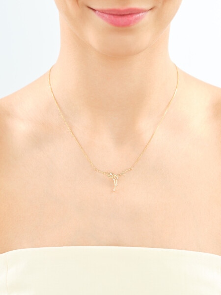 Yellow gold diamond necklace - 0,06 ct - fineness 14 K