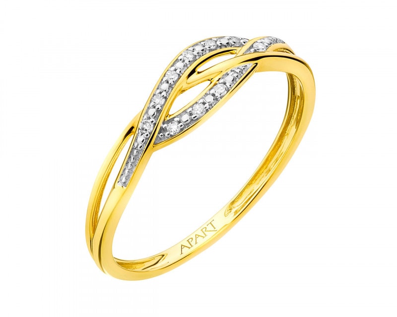 Yellow gold diamond ring 0,03 ct - fineness 14 K