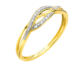 Yellow gold diamond ring 0,03 ct - fineness 14 K