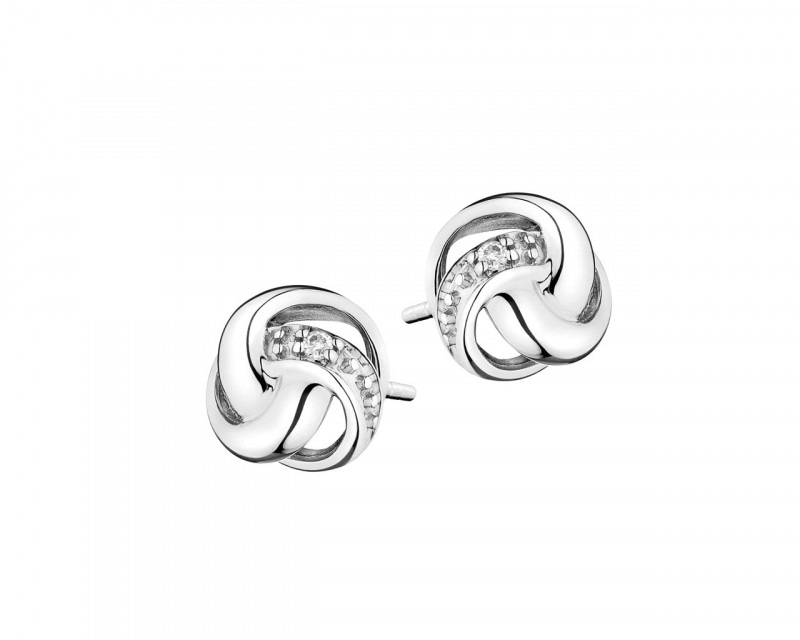 White gold diamond earrings 0,01 ct - fineness 9 K
