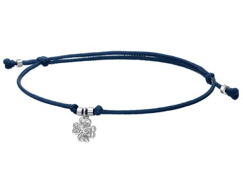 Bransoletka z elementami białego złota i diamentami - koniczyna 0,01 ct - próba 375