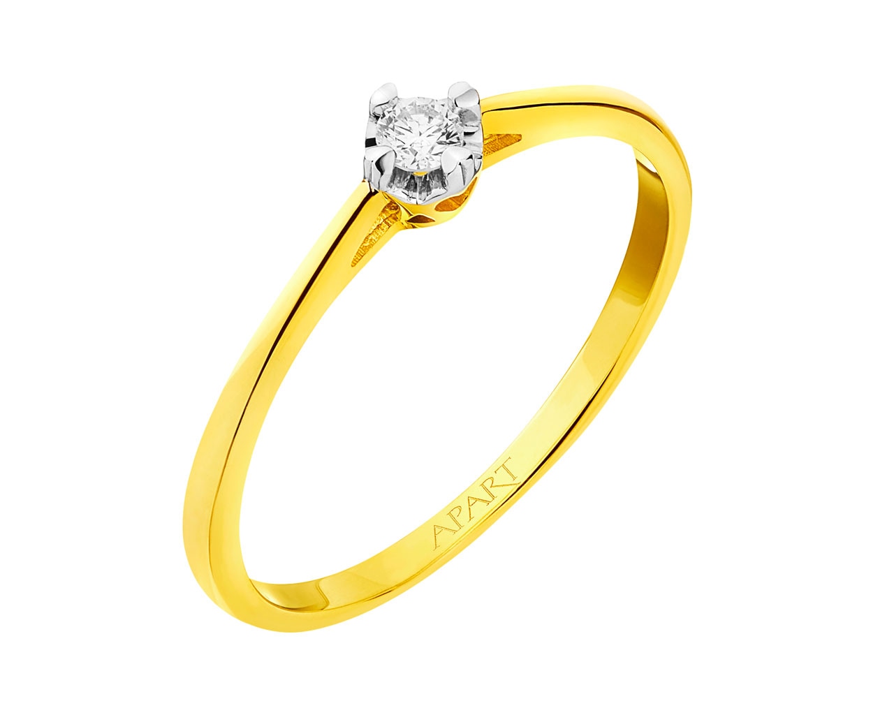 Yellow gold brilliant cut diamond ring 0,05 ct - fineness 14 K