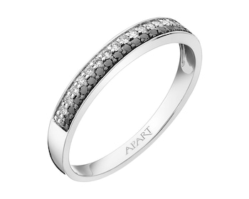 White gold brilliant cut diamond ring - fineness 14 K