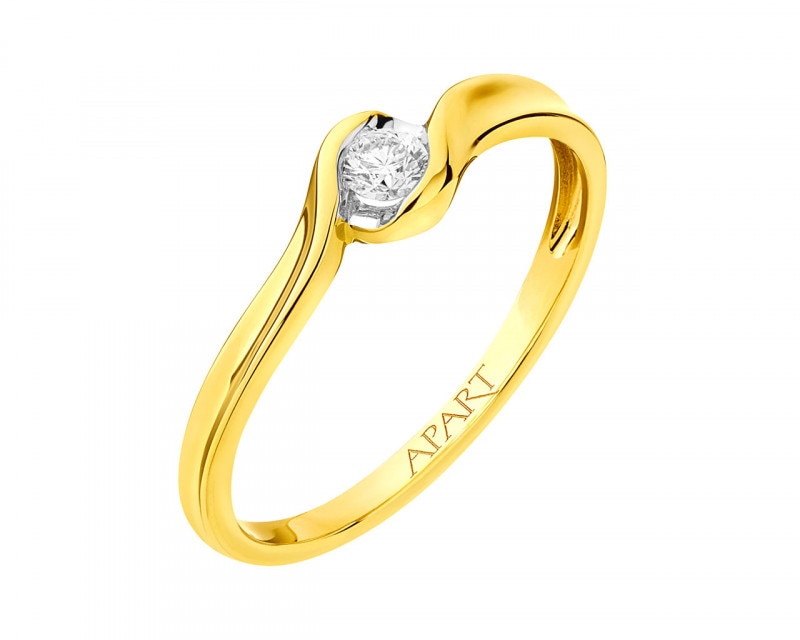 Yellow gold brilliant cut diamond ring 0,08 ct - fineness 14 K
