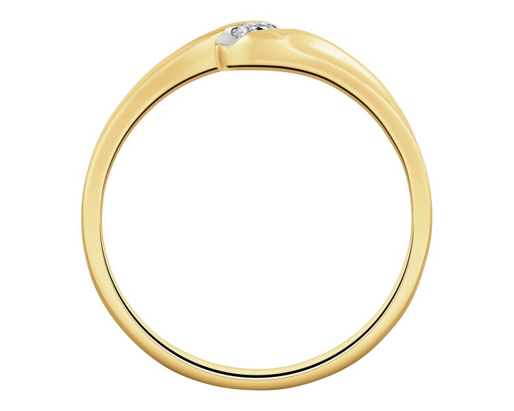 Yellow gold brilliant cut diamond ring - 0,08 ct - fineness 14 K