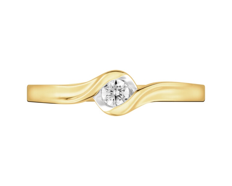 Yellow gold brilliant cut diamond ring - 0,08 ct - fineness 14 K