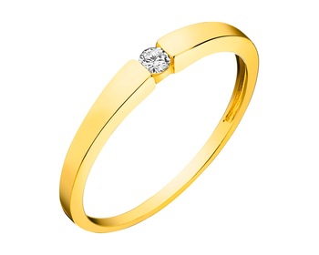 Yellow gold brilliant cut diamond ring 0,06 ct - fineness 14 K