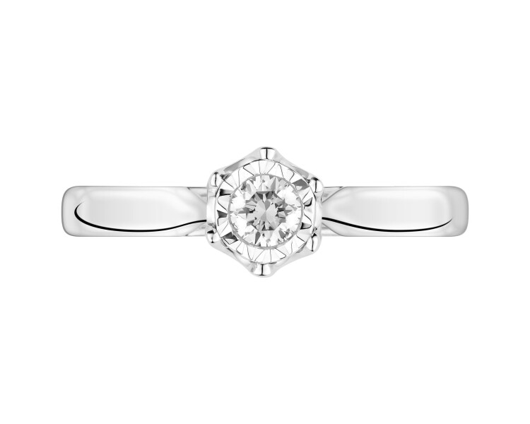 White gold brilliant diamond ring - 0,15 ct - fineness 14 K