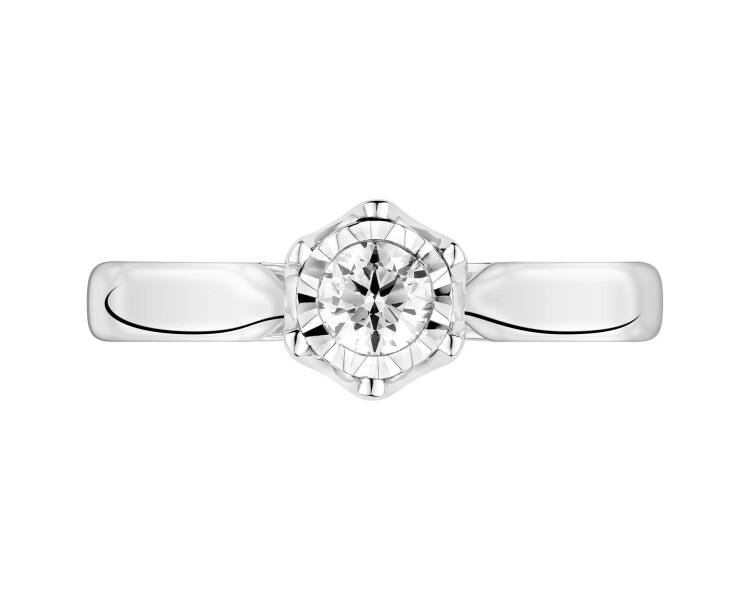 White gold brilliant diamond ring - 0,18 ct - fineness 14 K