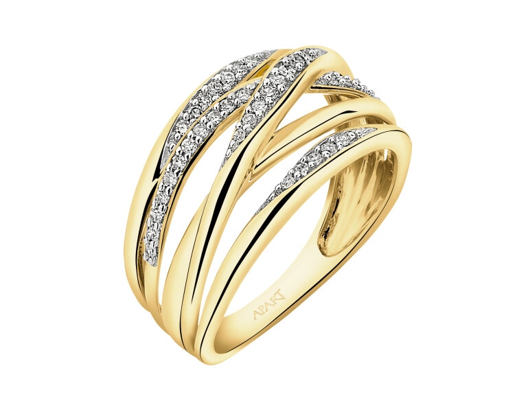 Yellow gold diamond ring - 0,15 ct - fineness 14 K